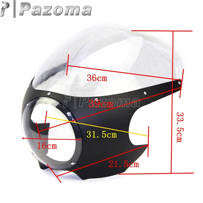 Матовый черный дым Pazoma в стиле Кафе Racer противоударный экран для гоночной фары 5 3/4