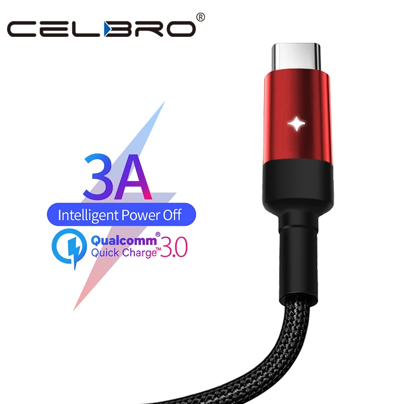 

Quick Charge 3.0 USB Type C Cable for Redmi K20 Note 7 Oneplus 7 pro Samsung S10 USB C Mobile Phone Cable Kabel Smart Power Off