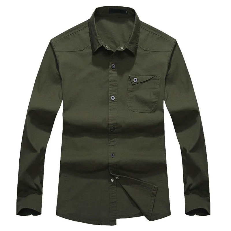 Drop Shipping new autumn men slim fit military long sleeves cotton shirts S-4XL AXP217