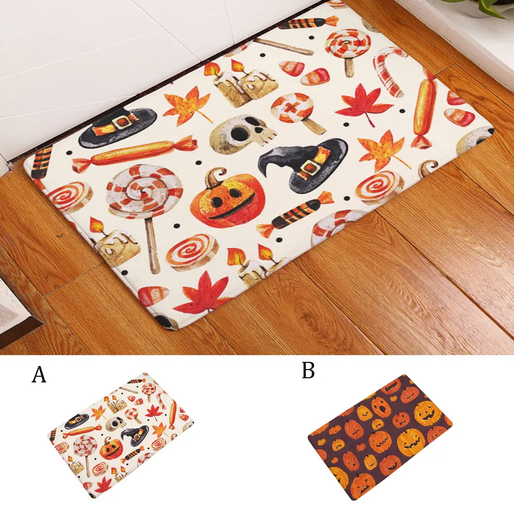 Halloween Decoration pumpkin Non slip Door Floor Mats Hall Rugs Kitchen Bathroom Carpet Home
