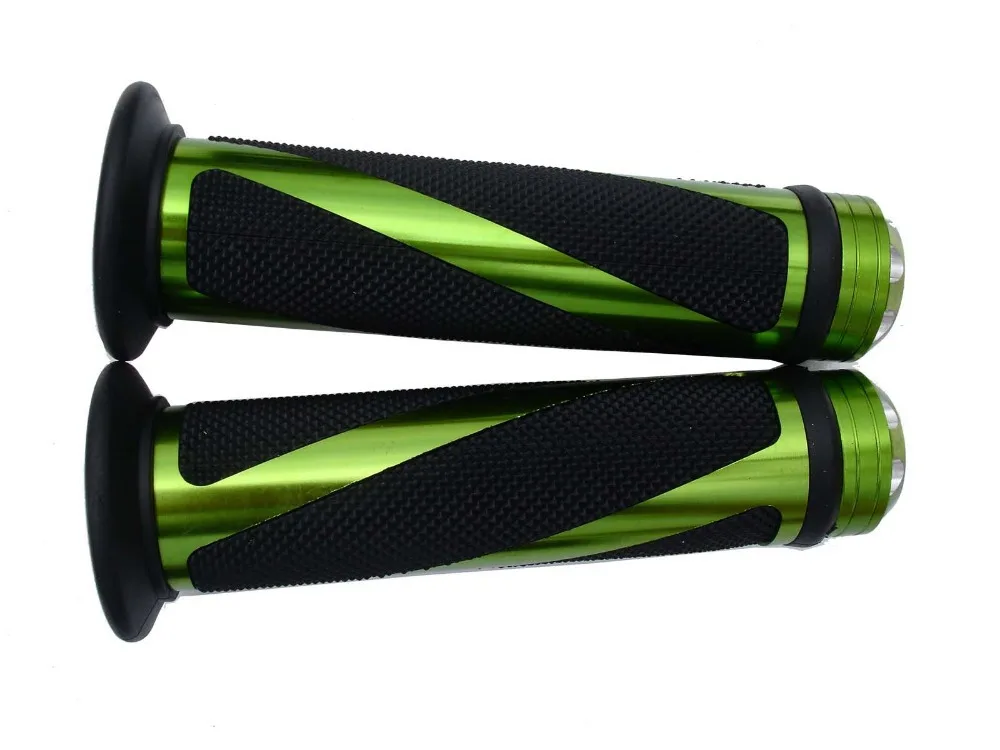 Green Motorcycle Grips 7/8" Handblebar Rubber GEL Hand Grips Handle Bar