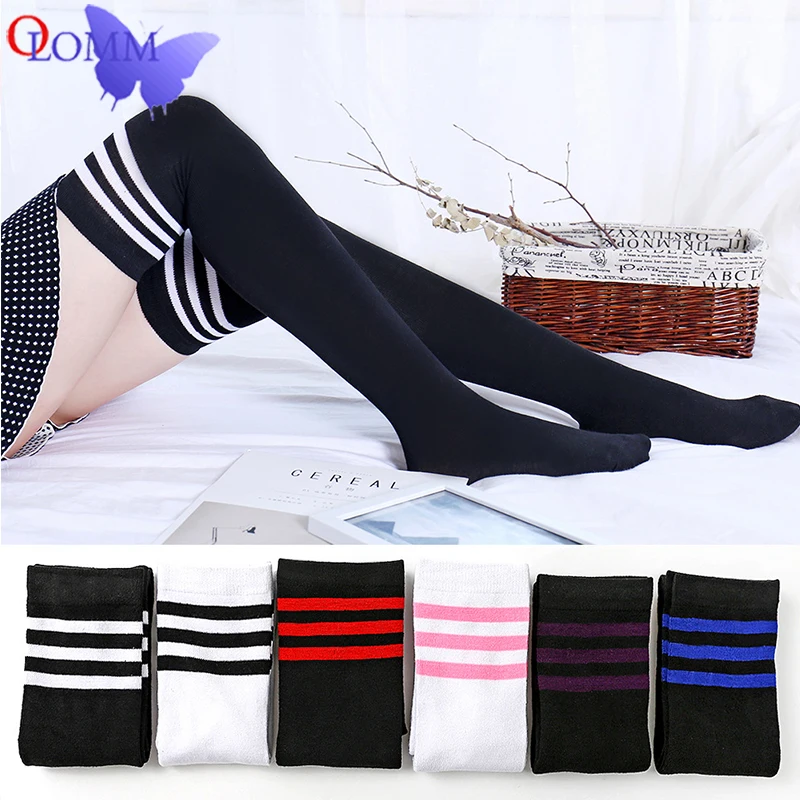 

Three bars line the knee stockings cheerleaders football socks Japanese college wind stripes For student girls socks