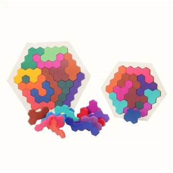 

Children's Puzzle Fun Geometry Honeycomb Logic Puzzles Wooden Tangram Desktop IQ Game Training Toys