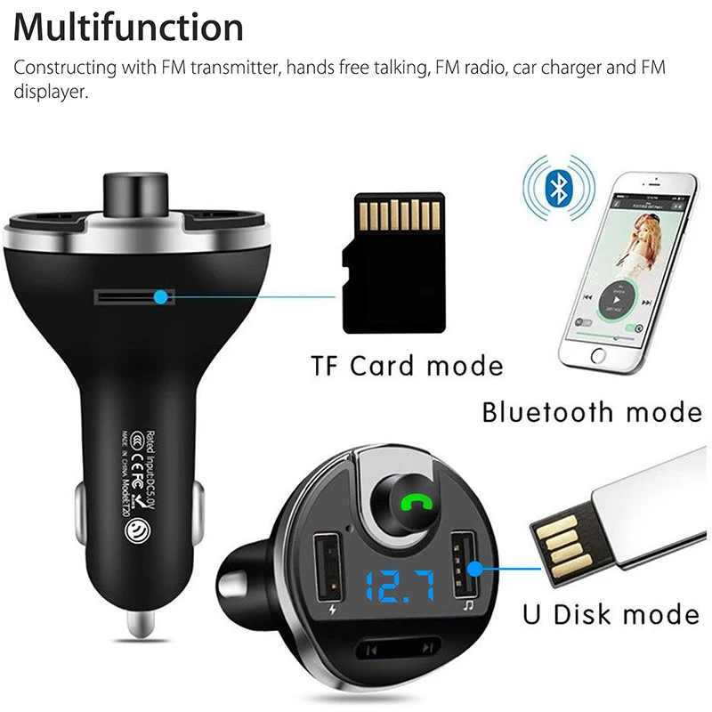 SeenDa 30W зарядное устройство для автомобиля с двумя портами USB Bluetooth Автомобильный fm
