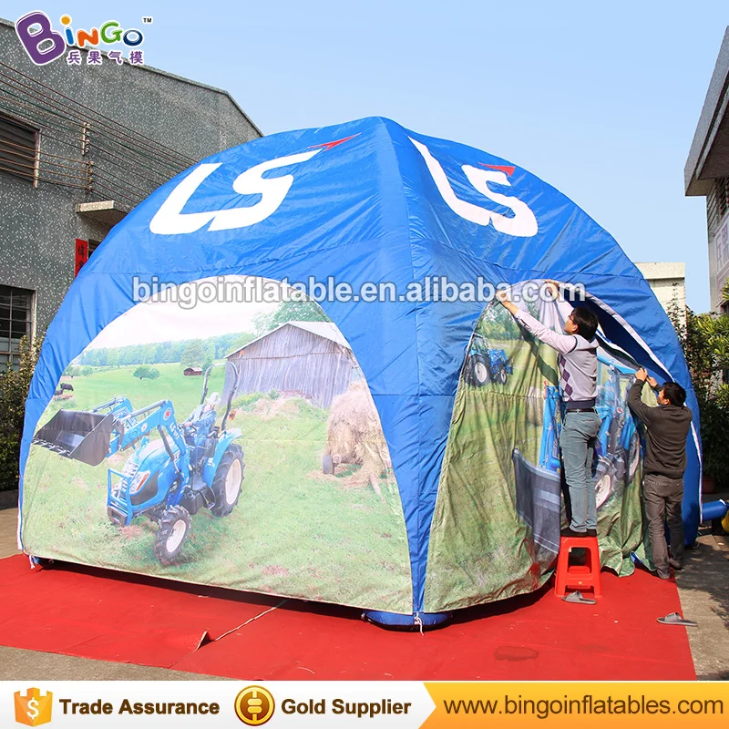  High quality full printed 6m dia Inflatable spider Tent customized 5 columns blue blow up tent for 