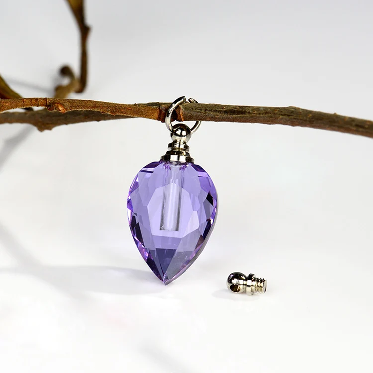3PCS Tear Drop Crystal Vial Pendants Essential Oil Vial Pendant Fragrance Vial Pendants Screw Cap