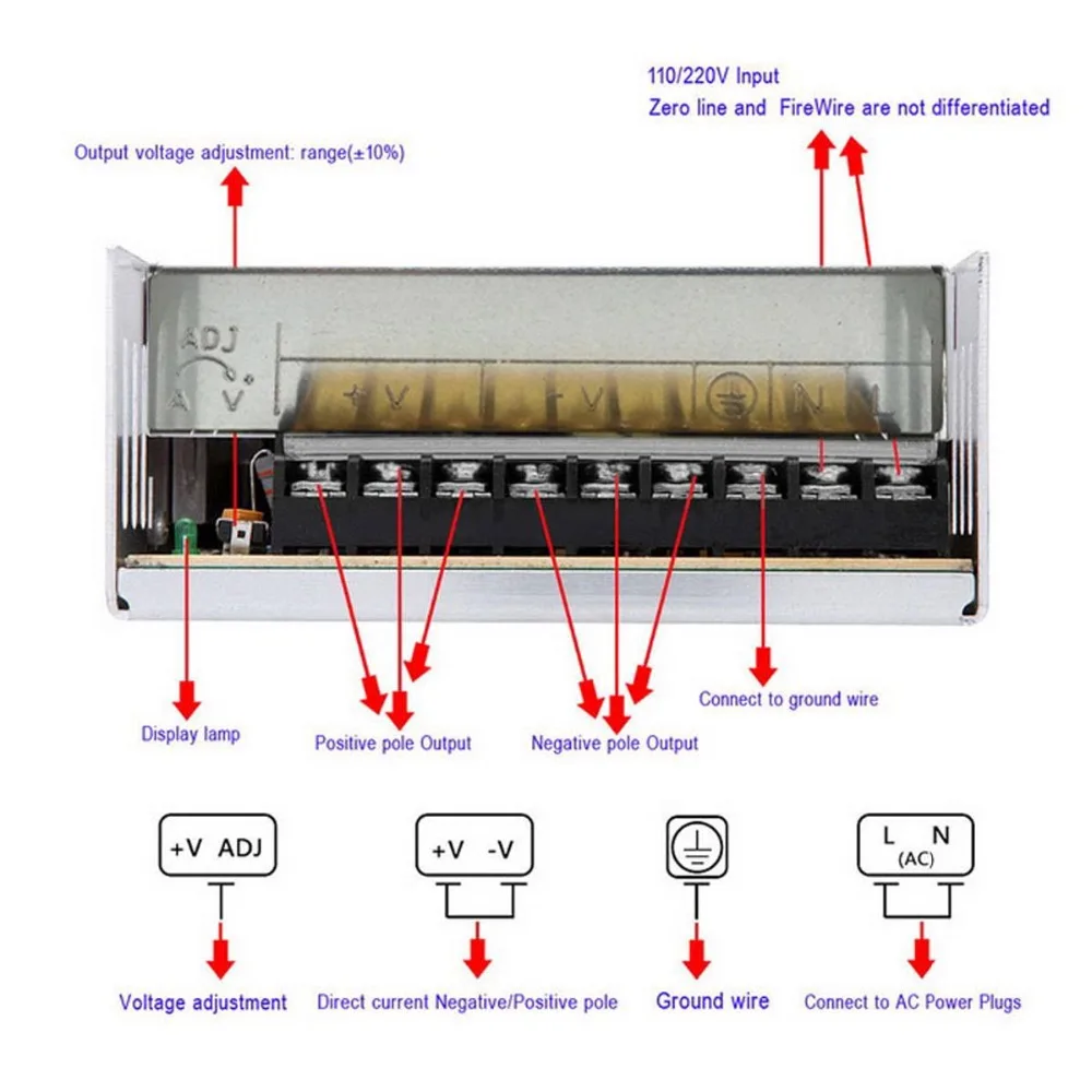 Импульсный источник питания AC 110 V/220 V к DC 24V 20A 480W серебристый привод ЧПУ источник питания трансформатор AC DC