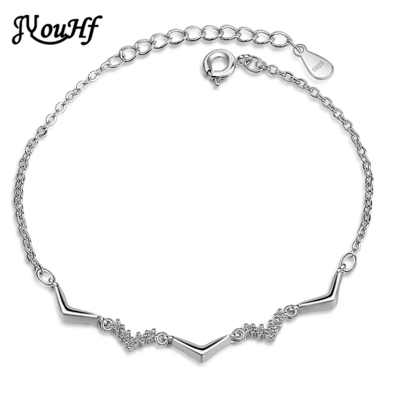 

JYouHF Elegant Cubic Zirconia Bracelet Bangle Femme Simple V Shaped Charms Link Chain Bracelets Women Fashion Jewelry Pulseras