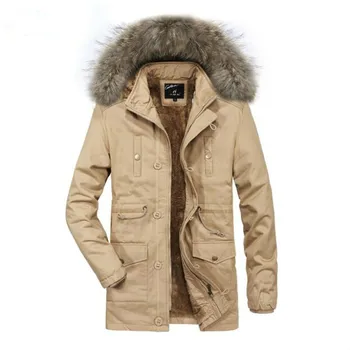 

Men's Winter Warm Parkas Jackets Mens New Fashion Casual Loose Solid Multi-pocket Long section Jcakets Cotton Coat Jackets