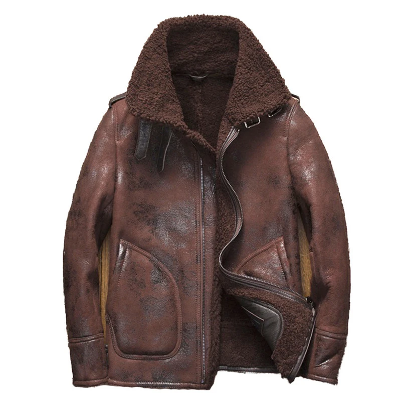black collarless fur jacket