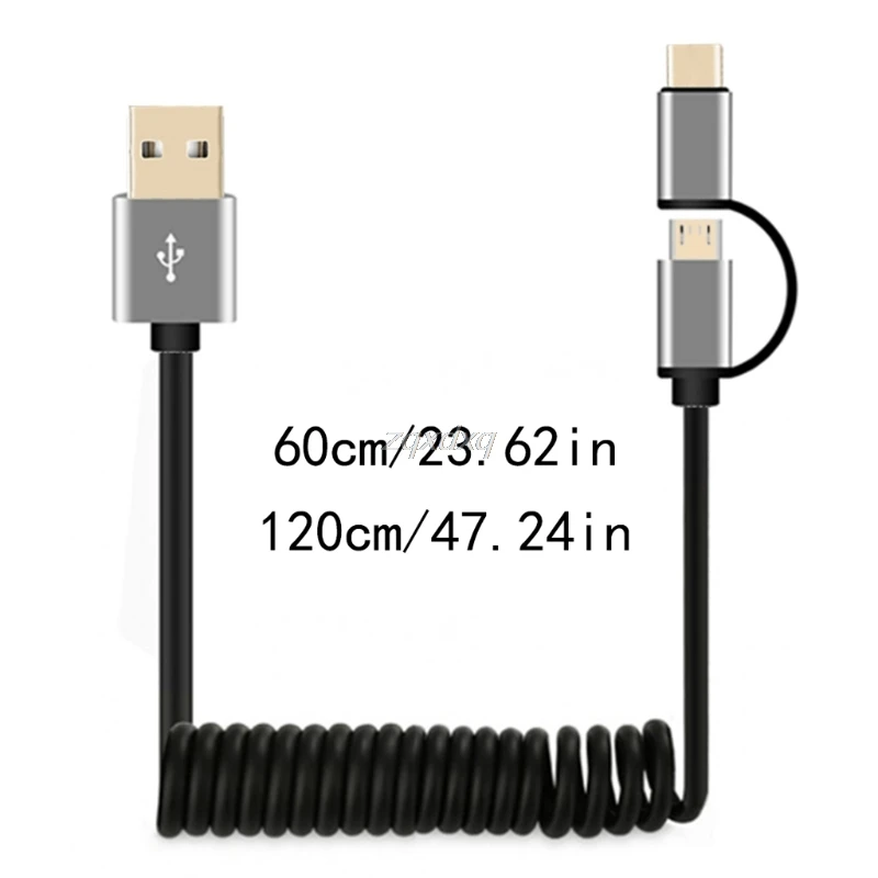 

2in1 USB Type cC Cable and Micro USB Cable Fast Charging Spring usb type c Cable For samsung Galaxy s9 S8 Note 8 QC3.0 Oct30