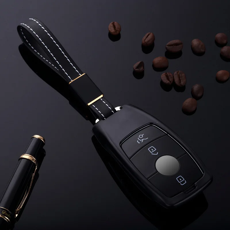 Чехол для ключей из алюминиевого сплава, чехол-держатель для Mercedes Benz E Class W213 E200 E260 E300 E320, брелок для автомобиля - Название цвета: E-black