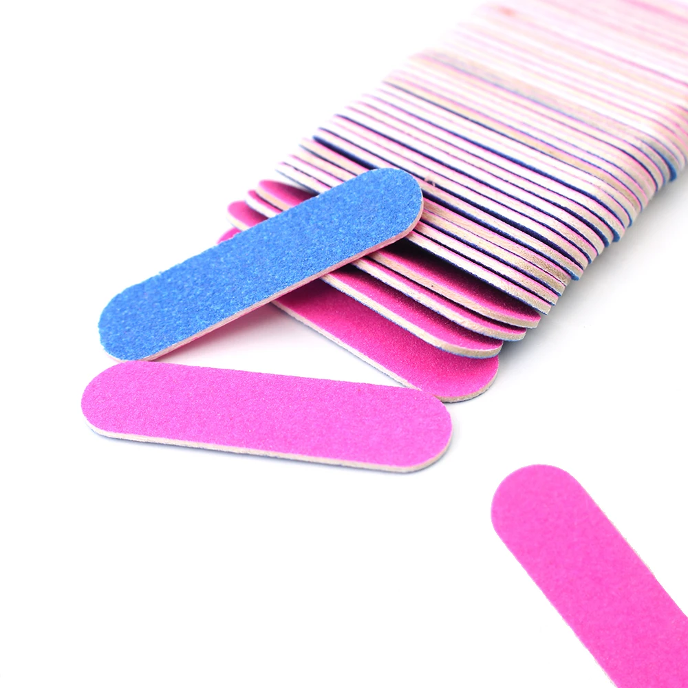 50pcs/100pcs Disposable Nail File Red Bule DoubleSide Mini Buffers ...