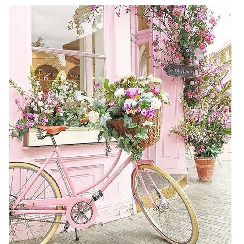 Diy自転車花5d平方ダイヤモンド塗装クロスステッチ工芸ダイヤモンド刺繍壁画家の装飾モザイクll607 Diamond Painting Cross Stitch Aliexpress