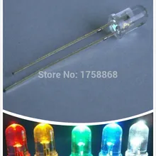 250 шт. 5 мм Ультра яркий пять цветов(белый/красный/зеленый/синий/желтый) 3 в DIP Круглый 5 мм светодиодный светильник-Диод комплект каждый 5 значений = 250 шт