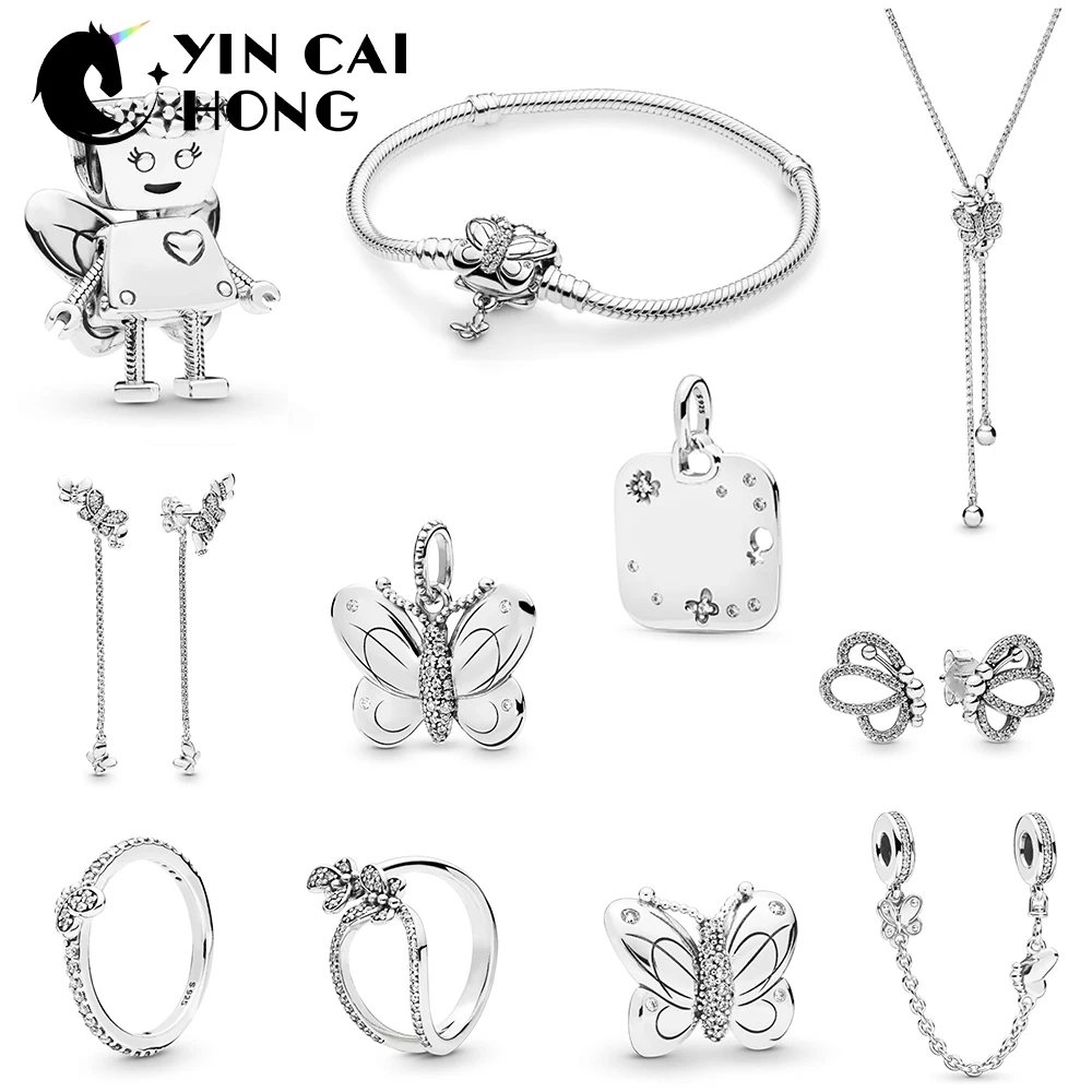 

YCH 100% 925 Sterling Silver 2019 Spring Preview Butterflies Ring Stud Earrings Pendant Bracelet Charm Launched in Succession