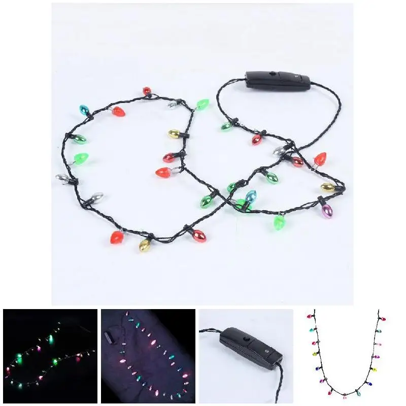 1 Pcs Mini Flashing Light up Blinking Christmas Lights Costume Necklace