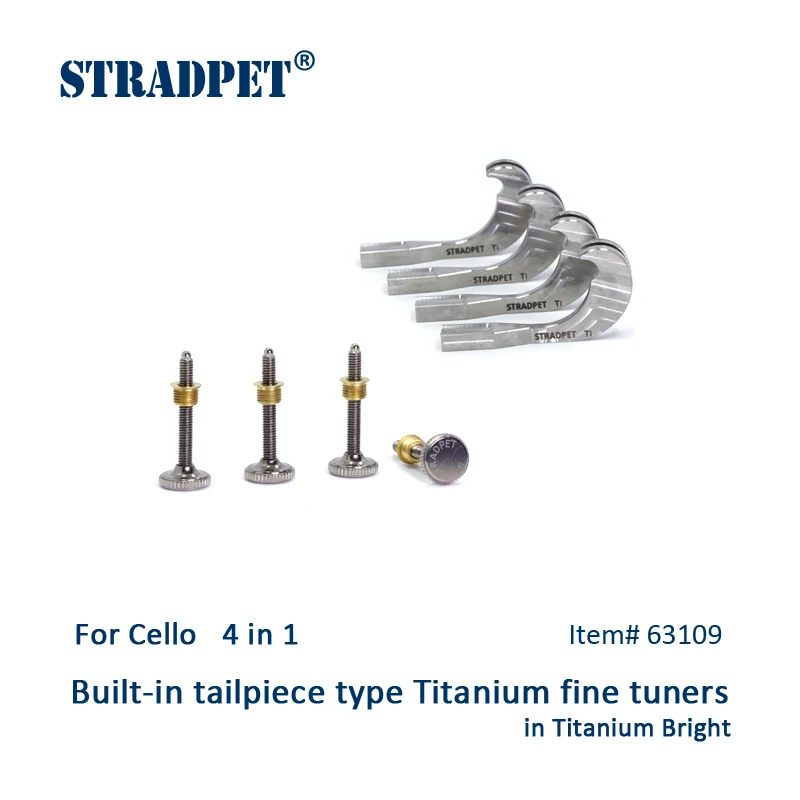 

STRADPET Built-in titanium fine tuners set, 4 in 1set, for Cello, in bright or gun gray option, lightweight Version