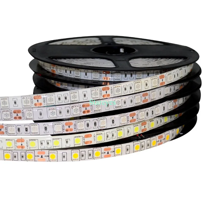 Бесплатная доставка 10 шт. SMD 5050 60 светодиодный/M RGB полоса 5M 300 светодиодный DC12V IP65