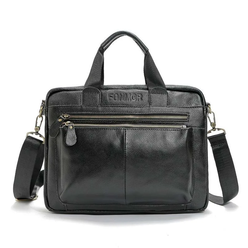 

New Men Shoulder Bags Cow Genuine Leather Man Business Handbags Real Leather Soft Crossbody Messenger Bag Top-handle Bolsa