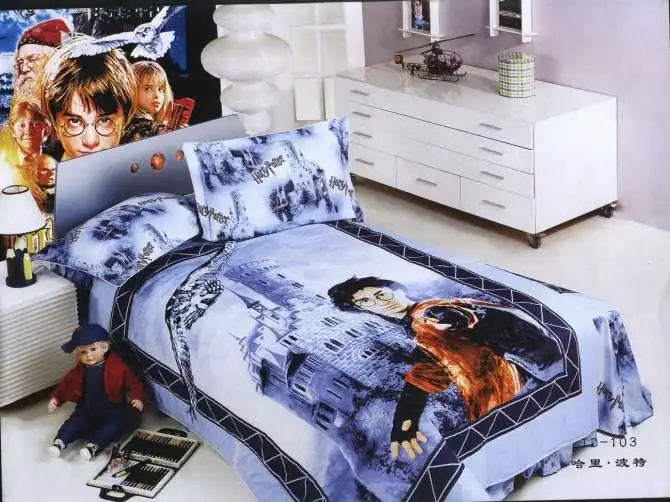 blue harry potter bedding single twin size cotton bedspread Childrens