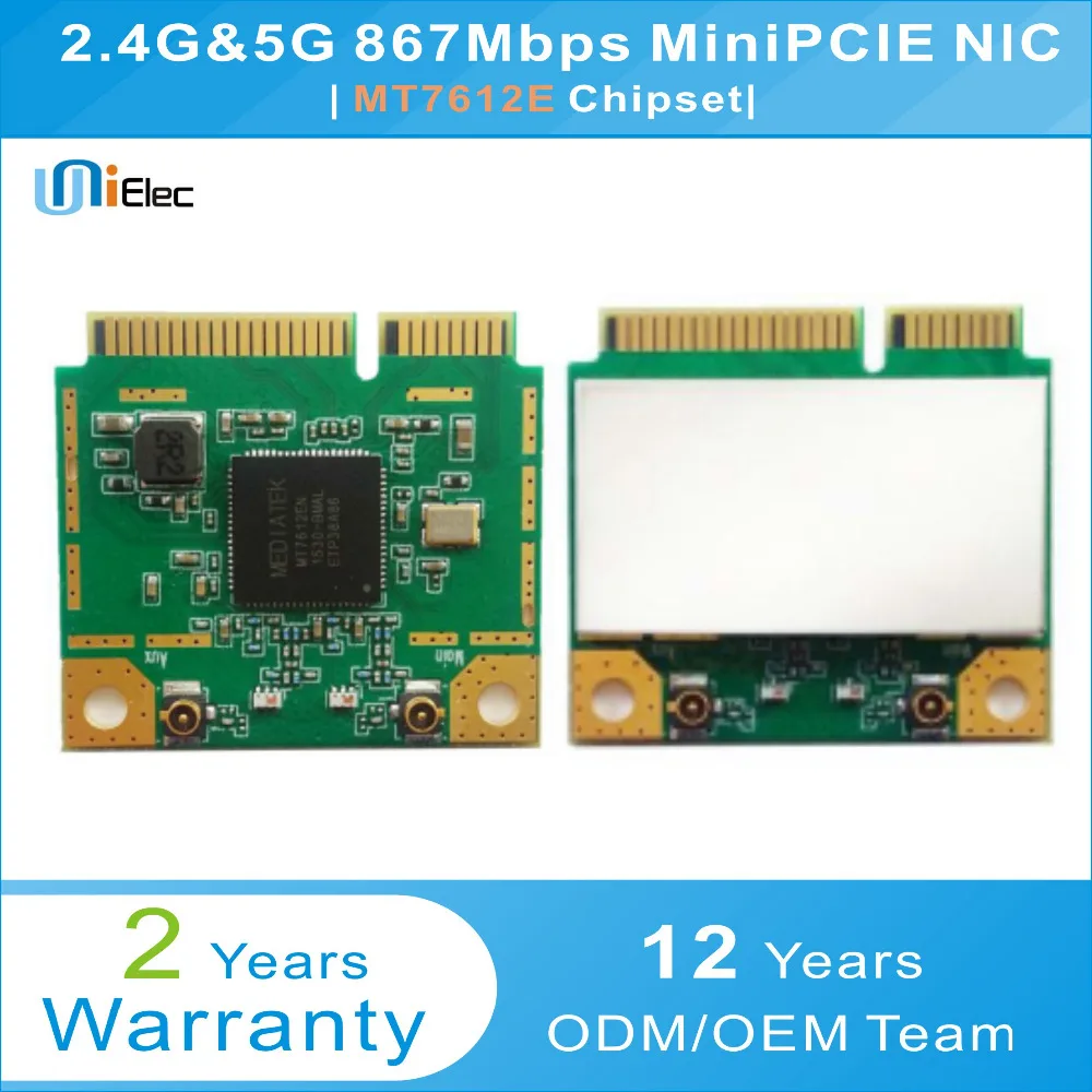 MTK MT7612 2x2 2 4G & 5G 802.11ac/b/g/n 867 Мбит/с Половина MT7612E MiniPCIE NIC поддержка omnipeek печатная плата