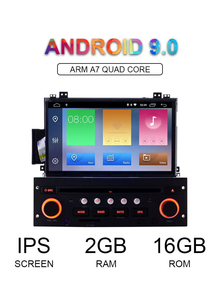 Best LJHANG 1 Din Android 9.0 Car DVD Player for Citroen C5 2005-2012 Stereo GPS Navigation multimedia Player 1 Din Car Radio USB RDS 1