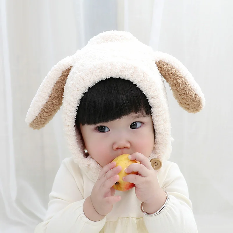 Velvet Cartoon Baby Hat Rabbit Ears Kids Beanie Hat Baby Boys Girls Photography Props First Birthday Gift Warm Baby Hat Winter (4)