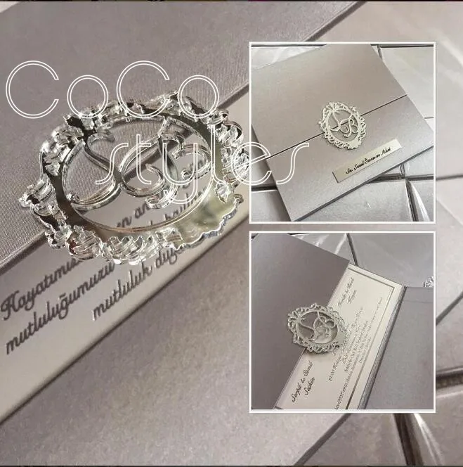  Cocostyles paper hard cover wedding invitation card with acrylic decoration handmade customized - 32864581793