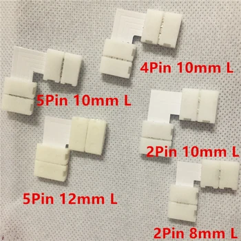 

10pcs/lot 2pin 4pin 5pin 8mm 10mm 12mm L Shape LED Connector For connecting corner right angle 3528 5050 RGB rgbw LED Strip