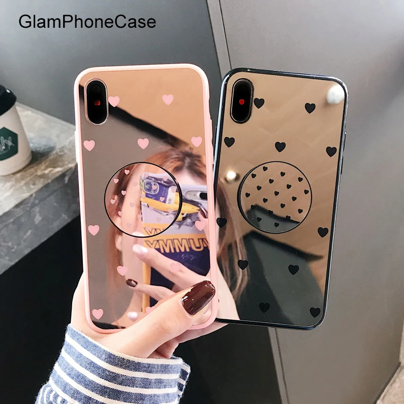 Роскошный зеркальный чехол для телефона GlamPhoneCase с сердечком iPhoneXS Max XS XR 8 8plus 7 7plus