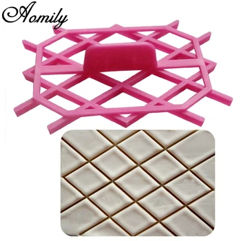 

Aomily Diamond Grid Cake Chocolate Fondant Mold Plastic Printing Biscuits Cookies Cutter Cake Decoration Embosser Bakeware Tools