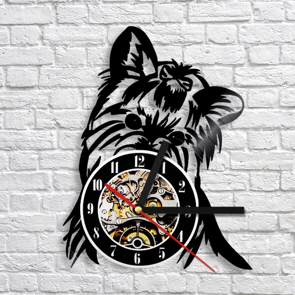 Animal Wall Clock Modern Design Cute Dog Vinyl Record Wall Clocks Classic Watch 3D Decorative
