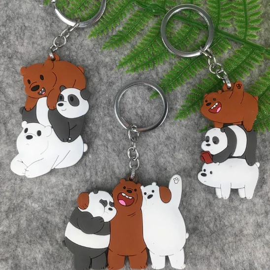 

1pc Creative Kawaii Three Bears Cartoon Action Figures Toy Three Bare grizzly panda ice Bears Keychain figure toys gift 392