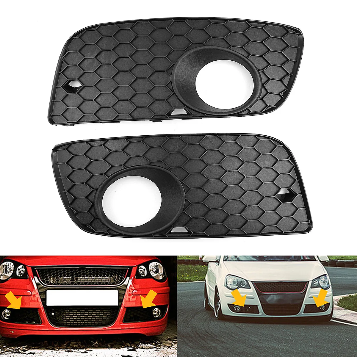 1 Pair for VW POLO GTI 2006 2009 Front Bumper Lower Fog Light Cover