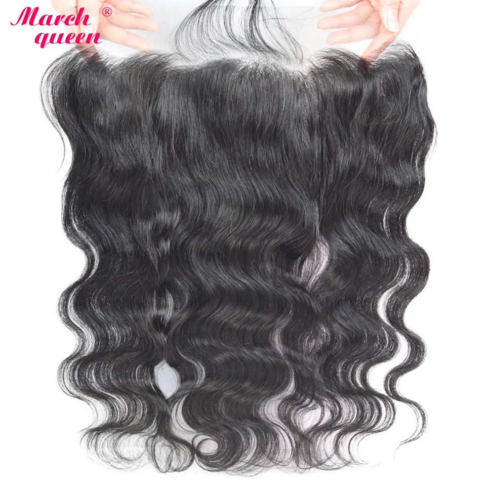 

March Queen Human Hair 13X6 Lace Frontal Closure Raw Indian Body Wave Ear to Ear Closures With Baby Hair Pre Plucked Hair Line