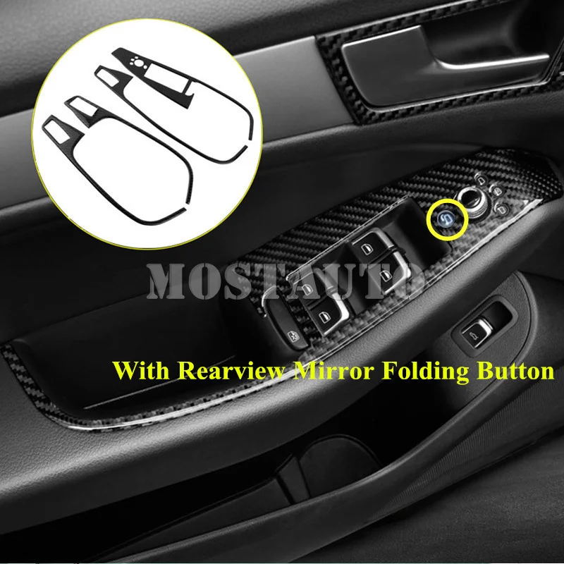 

For Audi Q5 8R Carbon Fiber Inner Door Armrest Window Switch Cover 2009-2015 4pcs