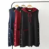 Autumn Pocket Button Casual Knitted Vest Women Sweater 2022 Winter Warm Hooded Loose Waistcoat Sleeveless Jacket Outerwear 4XL ► Photo 2/6