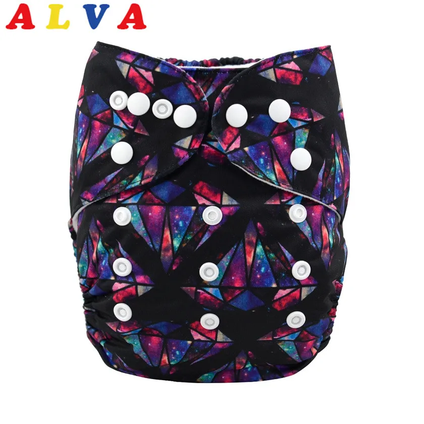 2016 ALVA Baby Reusable Double Row Snaps Baby Cloth Diapers in China