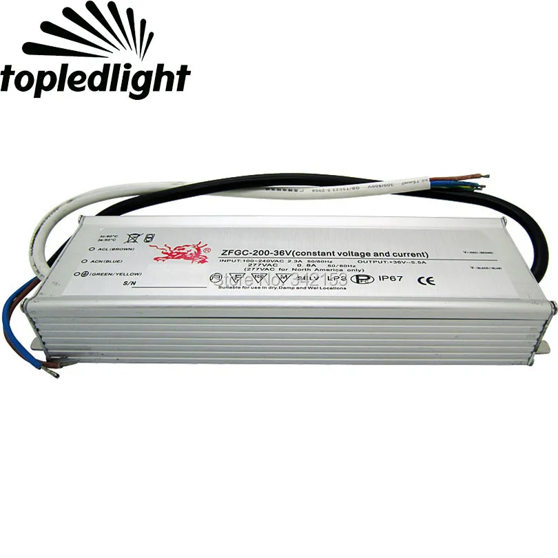 IP67 Waterproof 200W High Power Led Driver 36V 5.5A Constant Current