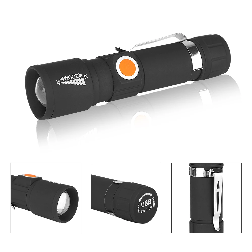 USB светодиодный светильник-вспышка перезаряжаемый светодиодный фонарь светильник Lanterna XPE светодиодный 3 режима Zoom Focus светодиодный USB фонарь лампа удобный светильник-вспышка