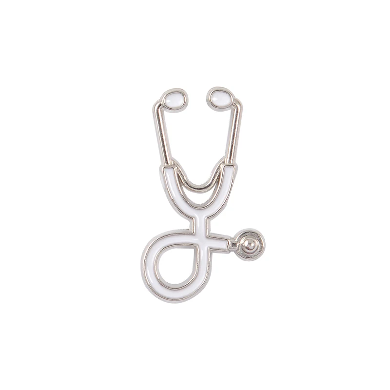 Qihe ювелирные изделия заколка в виде стетоскопа 8 цветов на выбор, брошь медсестры, значки доктора, медицинские ювелирные изделия, стажер, доктор, студенческий подарки врача - Окраска металла: white-silver