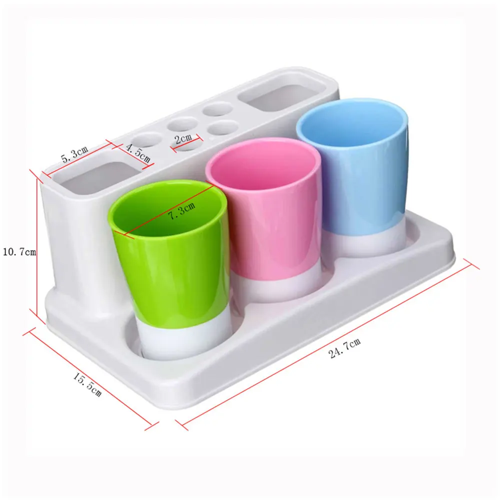 Творческий держатель зубных щеток для ванной с рот чашки семья три набор для мойки пара зубная щётка держатель - Цвет: Многоцветный