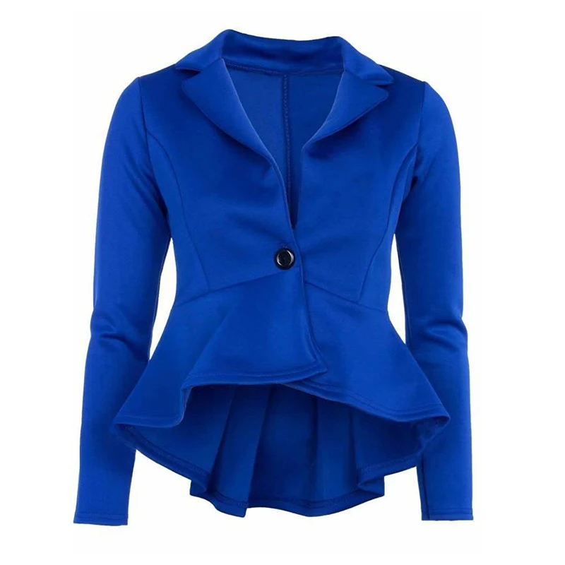 Для женщин одна кнопка Повседневное Бизнес костюм пальто (синий, м/US-4 ~ 6)