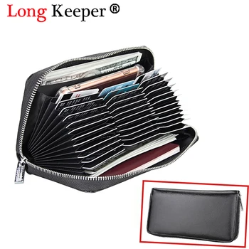 

2018 HOT! Unisex Card Holders Wallet Split Leather Male Business RFID Cards Wallet High Capacity Female Credit Holders Purses