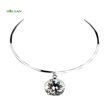 Feme белый хрусталя Роскошные колье ожерелье с серебряным покрытием заявление ожерелье Рок Коренастый крутящий момент Модные Bling блестящие воротник