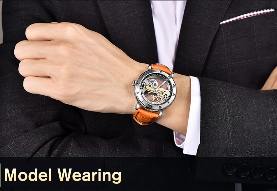Подлинные ИК цветные креативные полые автоматические механические часы дизайн часы стальной бренд для Мужчин Скелет Relogio Masculino