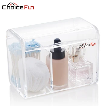 

CHOICE FUN New Waterproof Acrylic Bathroom Organizer Cotton Stick Pad Makeup Case Organizer Storage Container SF-20144
