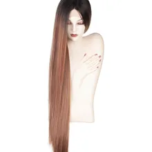 Горячий парик с длинными прямыми волосами термостойкие синтетические волокна 40 дюймов Девушки вечерние синтетические кружева Fron парик