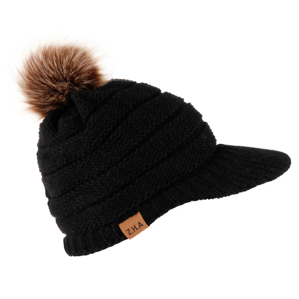 Удобные бейсболки женские мужские акриловые волокна зимние вязаные шапки для волос теплые шапки gorra hombre - Цвет: Black